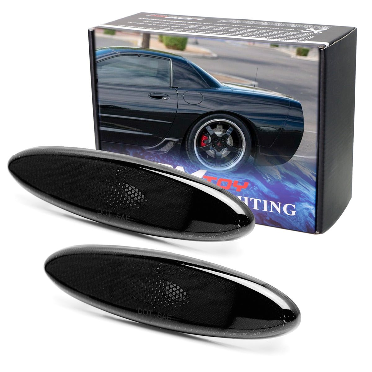 IJDMTOY Red Lens Rear Side Marker Lights - Replacement Assemblies For 1999-2004 Chevy C5 Corvette