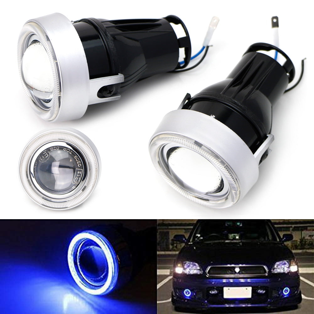 IJDMTOY 3-Inch Projector Fog Lights With Ultra Blue 40-LED Halo Angel Eyes - Universal Fit