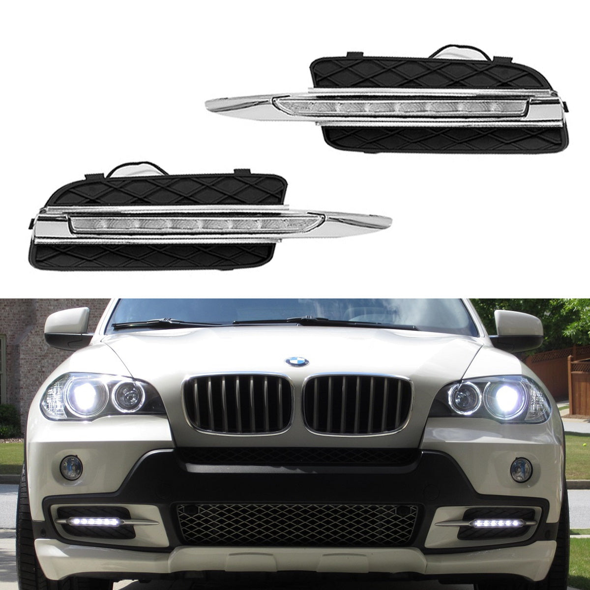 Xenon White 18W LED Daytime Running Lights DRL For 2007-10 BMW X5
