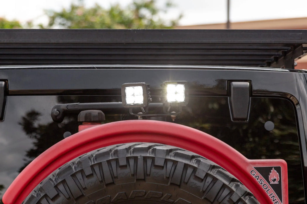 Above Spare Tire Dual 20W LED Pod Light Kit + Bracket/Relay For Jeep Wrangler JK