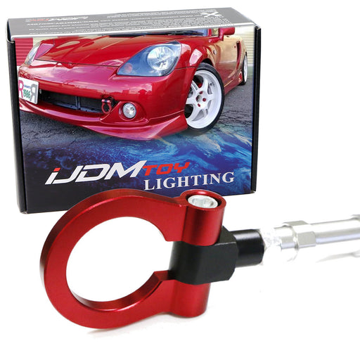 JDM Red Aluminum Track Racing Style Tow Hook Ring Kit For 2000-07 Toyota MR2 W30