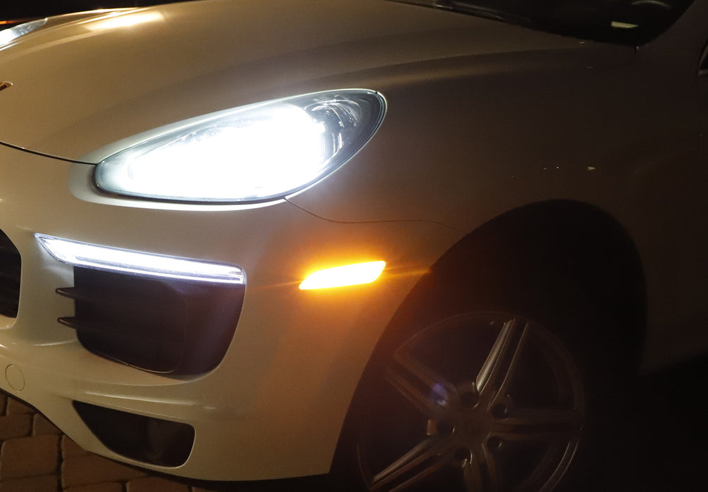 Smoked Lens Amber Full LED Bumper Side Marker Light Kit For 14-22 Porsche Macan