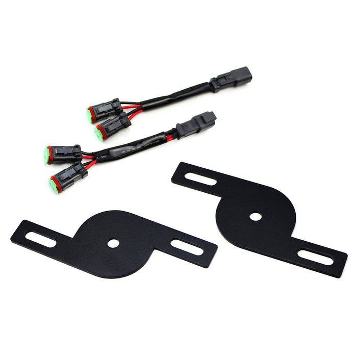 Dual Ditch Light Adapter Brackets + Y-Splitter DTP Connectors For Truck SUV Jeep