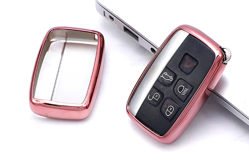 Chrome Finish Rose Gold TPU Key Fob Case For 10-16 Land Rover Keyless Smart Key