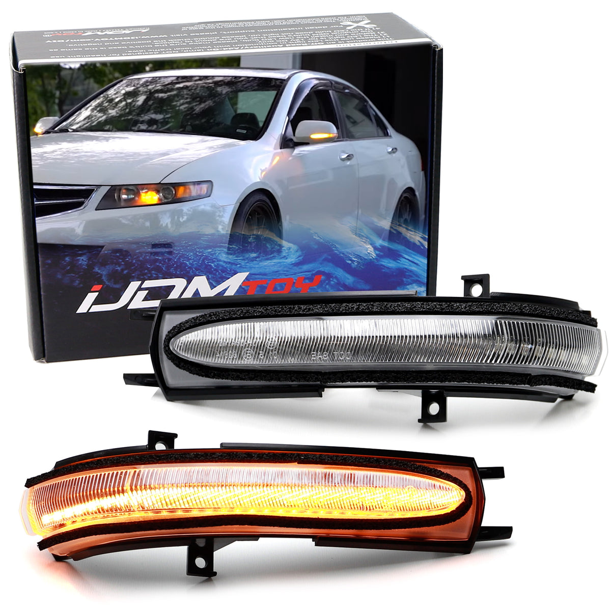 Clear Lens Full LED Stip Sequential Blink Side Mirror Lamps For 04