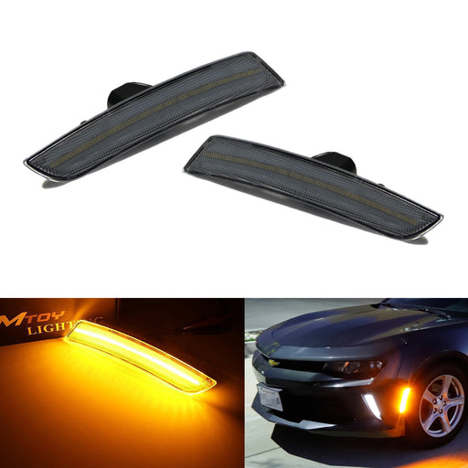 Smoked Lens Front Amber LED Side Marker Lights For Chevy Camaro Cadillac ATS CTS