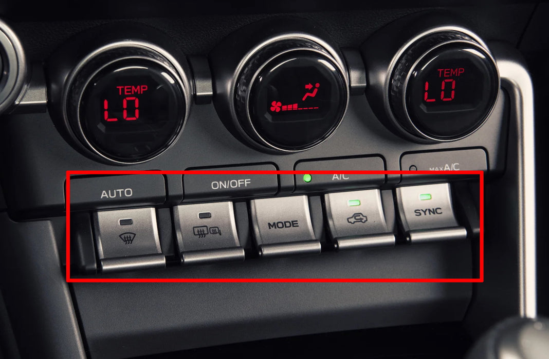 5pc Blue Aluminum Center Dash AC Button Decorations For 22+ Subaru BRZ Toyota 86