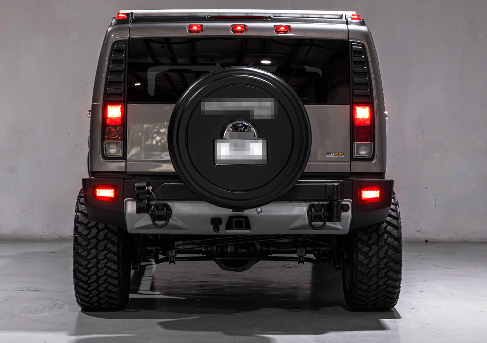 2pc Smoked Lens Rear Bumper Reflector Tail Lights For 2005-2009 Hummer H2 - Left & Right Set