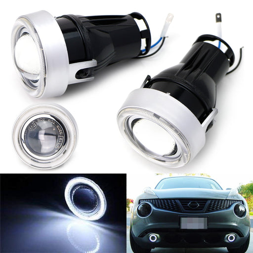 3" Projector Fog Light Lamps w/ White 40-LED Halo Angel Eyes Rings For Car