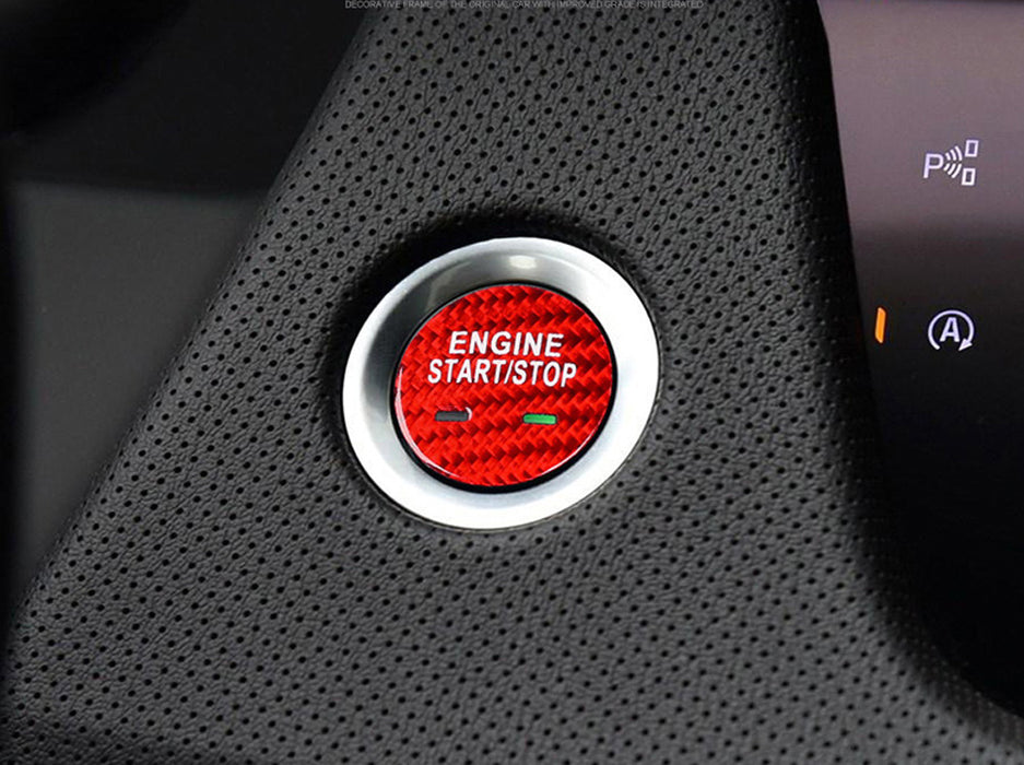 Red Real Carbon Fiber Keyless Engine Push Start Button For Cadillac Chevy GMC