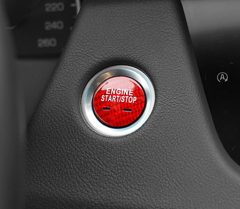 Red Real Carbon Fiber Keyless Engine Push Start Button For