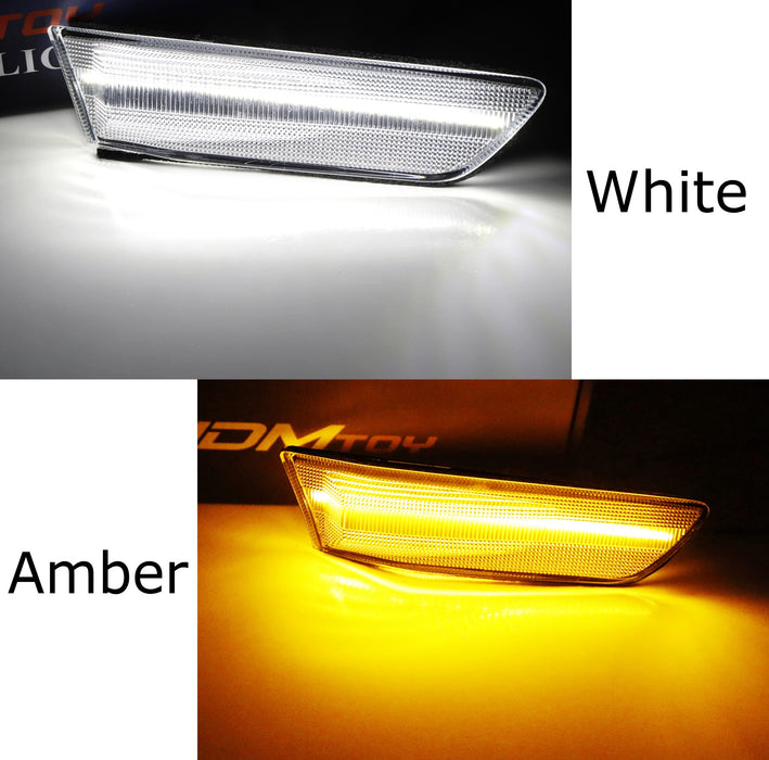 Clear White/Amber Sequential Blink LED Side Markers For 2003-07 Infiniti G35 2d