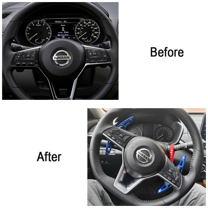 Blue Steering Wheel Paddle Shifter Extension Cover For Nissan Altima Rogue Kicks