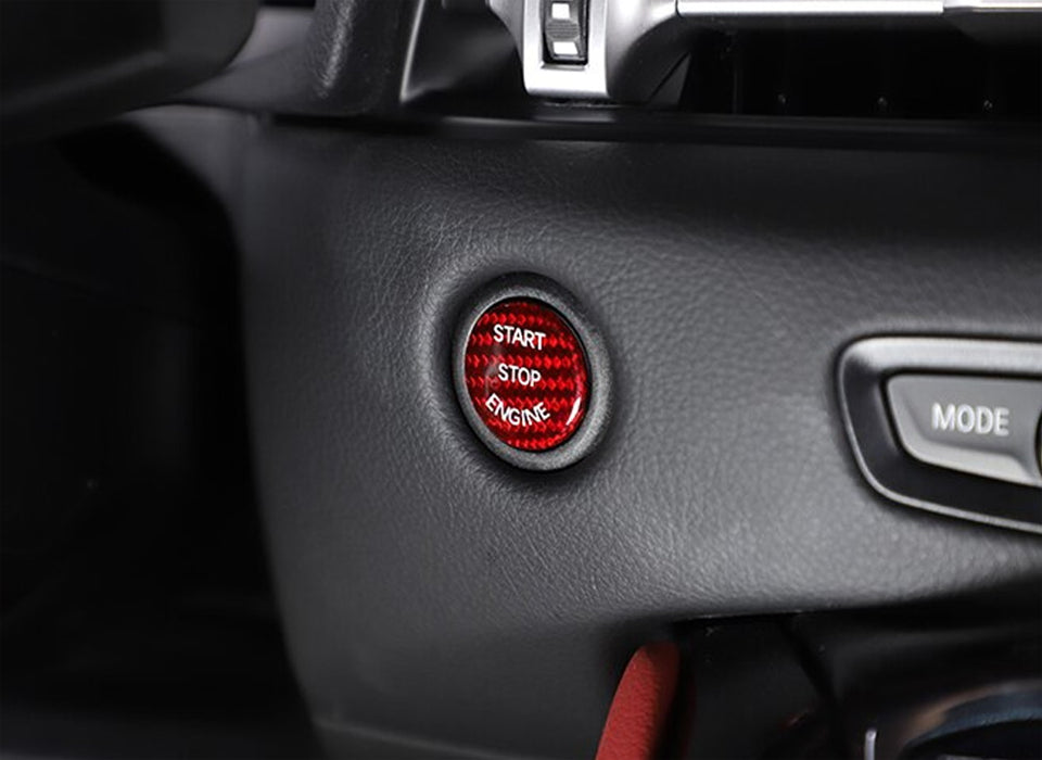 Red Real Carbon Fiber Engine Start/Stop Push Button Cover For Toyota Supra A90