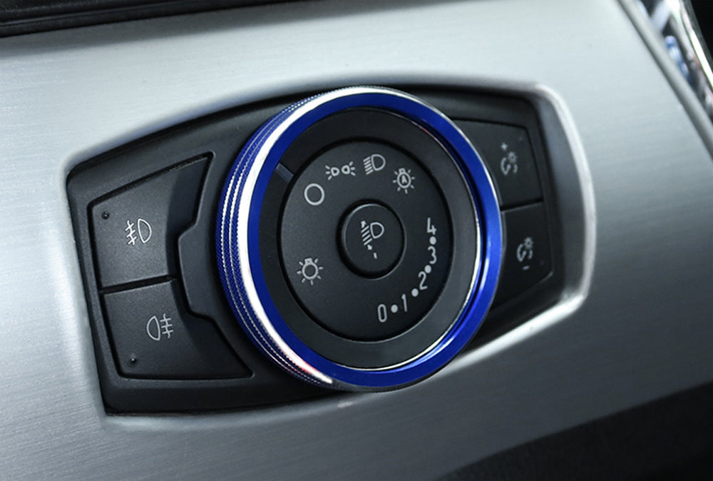 Blue Aluminum Headlight Switch Button Knob Cover For 15-20 Ford F150, 17+ Raptor
