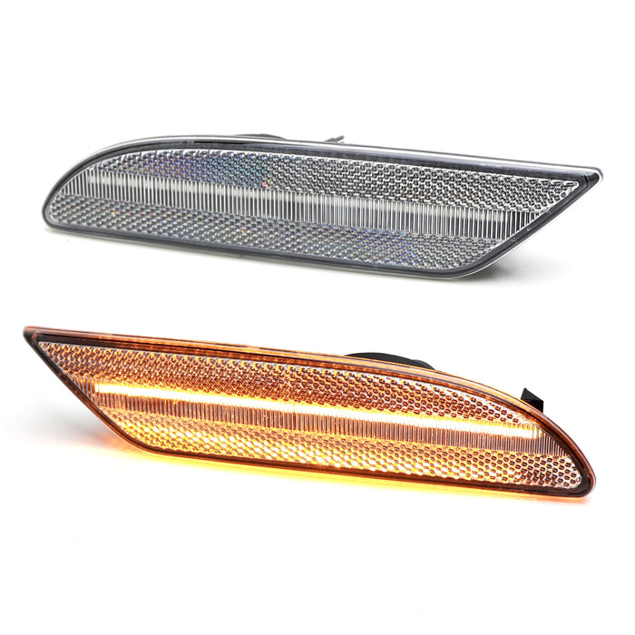 Clear Lens Amber Full LED Side Marker Lights For 2007-09 Mercedes W221 S-Class