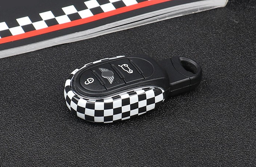 Slim U-Shape Checkered Pattern Key Fob Shell For MINI Cooper F55 F56 F57 F54 F60