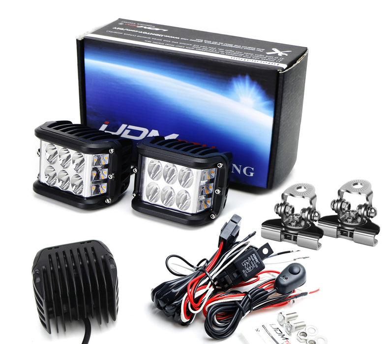 White/Amber SS LED Hitch Pod Light Kit w/Clamp Bracket/Relay For All Trucks SUVs