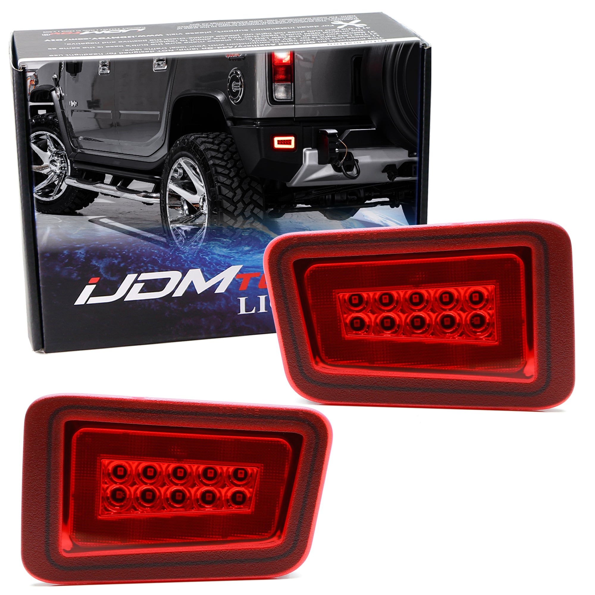 Red Lens Rear Bumper Reflector 2-In-1 Full LED Tail Brake Lamps For 20 ...