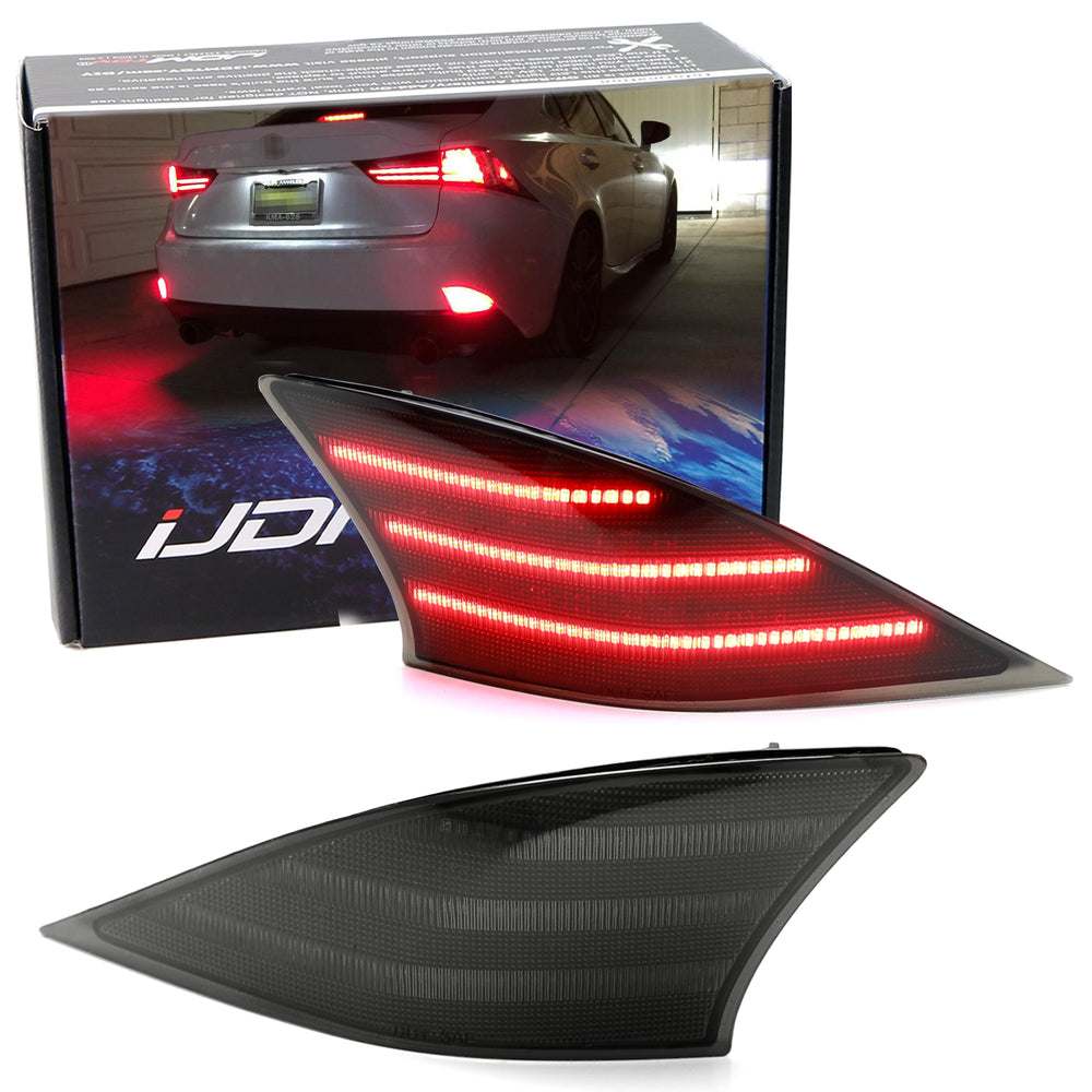 Lexus IS Smoked Bumper Lights Smoked LED Bumper Reflector Lights For Lexus IS250/IS350 2014 - Brake/Turn Signal Upgrade Is300 Taillights - Foto 13