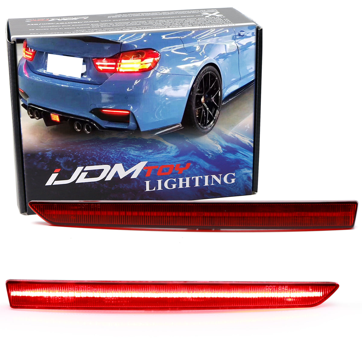 ATROVI Smoked LED Rear Bumper Reflector Lights For 2015-2017 Ford Mustang - 3-in-1 Brake/Turn/Running Light