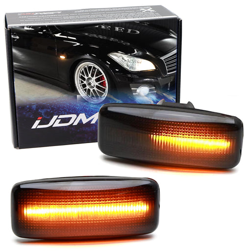 Smoke Lens Amber Sequential Blink LED Fender Signal Markers For Infiniti M35 M45