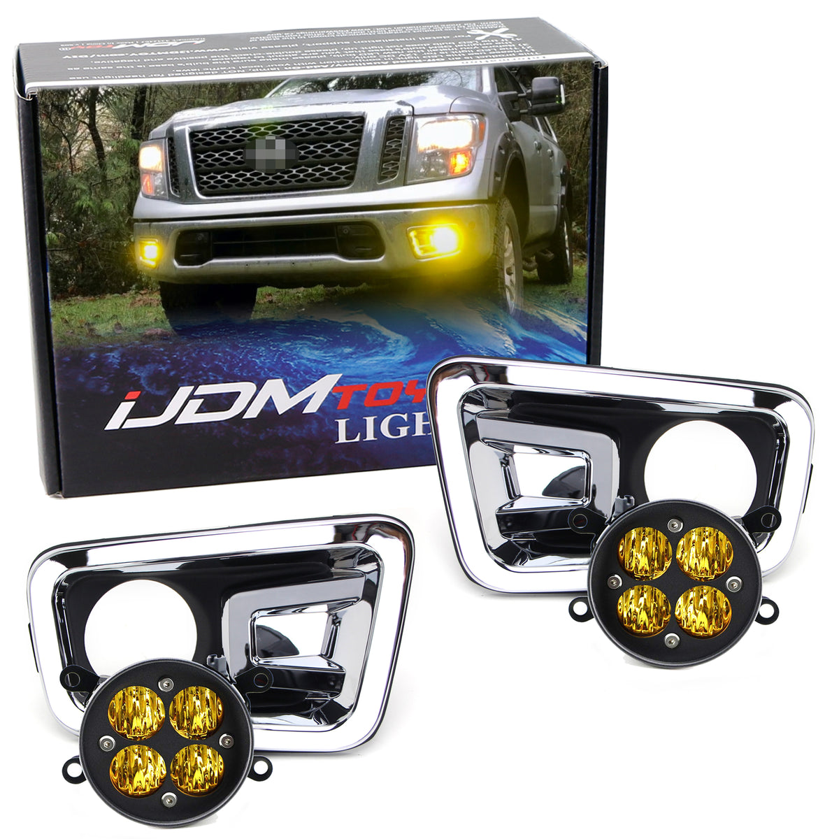 Yellow Clover Leaf LED Fog Light Kit w/OE Bezels, Relay For 2017