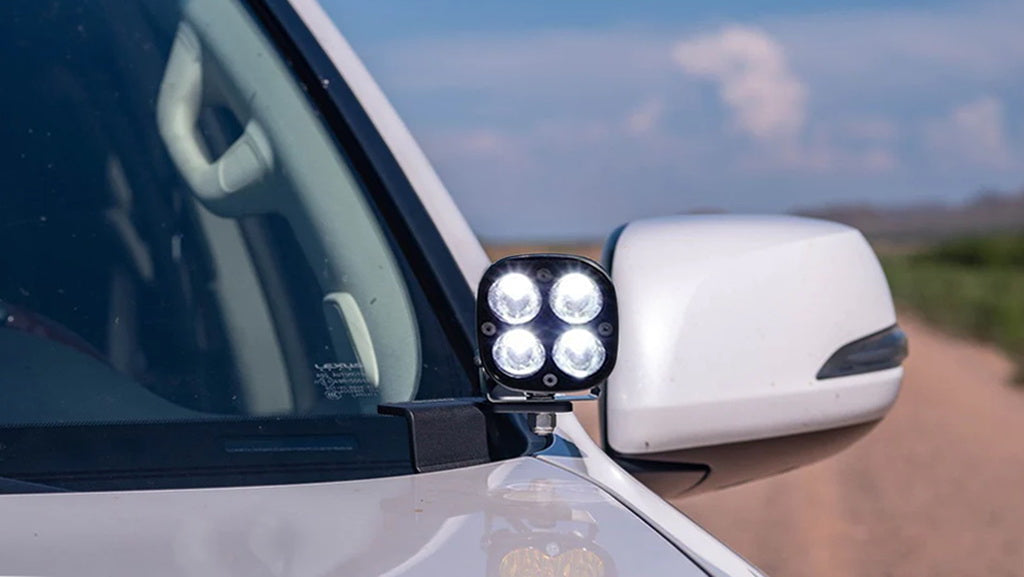 White LED Ditch Light Kit w/ A-Pillar Mount Bracket/Relay For 03-09 Lexus GX470