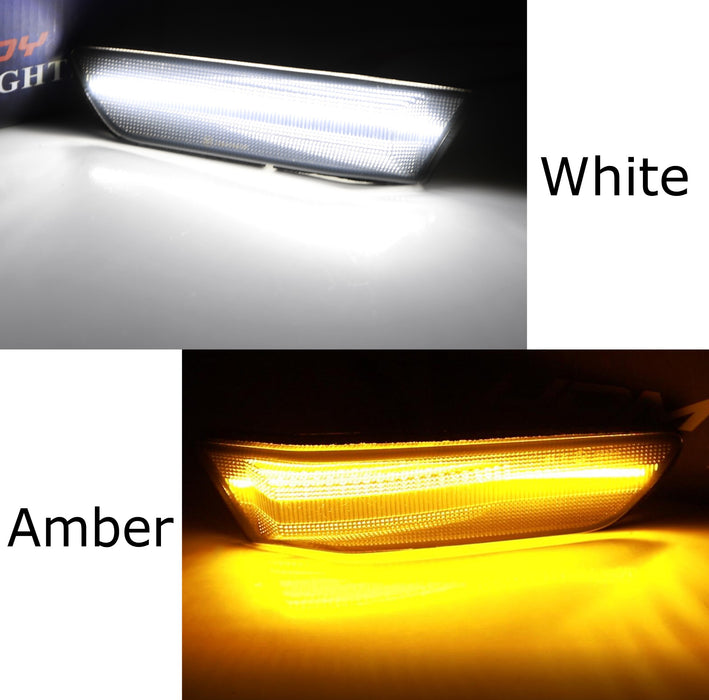 Smoked White/Amber Sequential Blink LED Side Markers For 2003-07 Infiniti G35 2d
