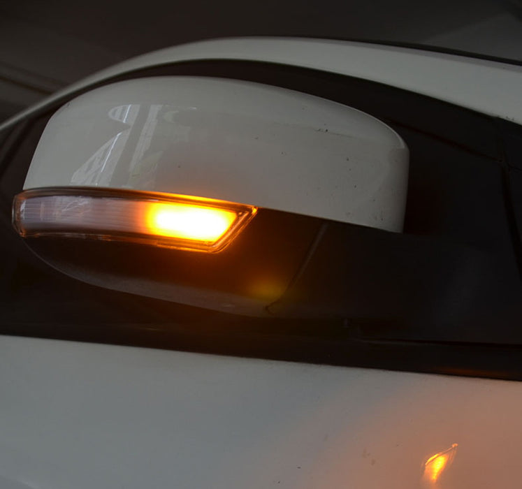 White Lens Sequential Blink Amber LED Side Mirror Lights For Ford Edge MK4 Focus