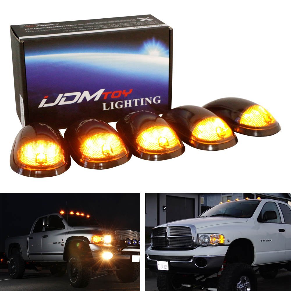 5-Piece Amber LED Cab Roof Marker Light Kit – Smoked Lens, Plug & Play For 2003-2018 Dodge Ram & Sprinter Trucks
