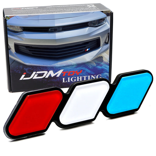 Iconic 3-Color Lower/Hood Grille Badge Emblem w/Toggle Anchor For Camaro Mustang