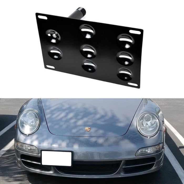 No Drill Front Bumper Tow Hook License Plate Mounting Bracket Adapter Kit for 1994-2011 Porsche 911 924, 1997-2004 Boxster-iJDMTOY
