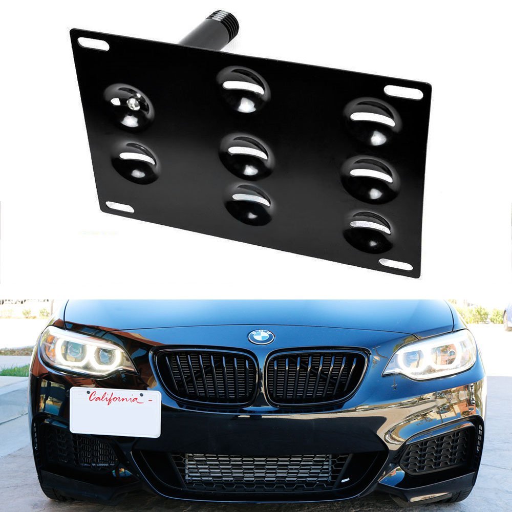 Front Bumper Tow Hook License Plate Mounting Bracket Holder For 11