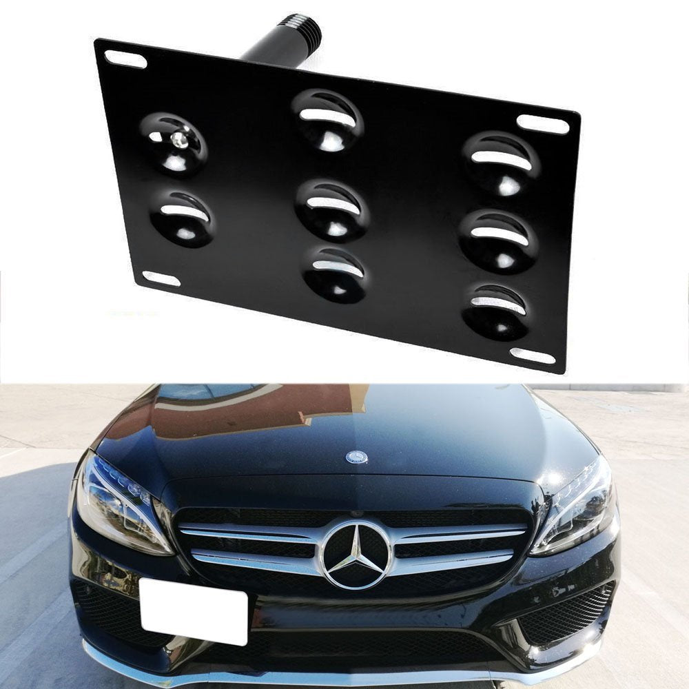 iJDMTOY No Drill Front Bumper Tow Hook License Plate Mounting Bracket Adapter Kit for Mercedes W204 C-Class W221 S-Class W166 ML-Class Etc