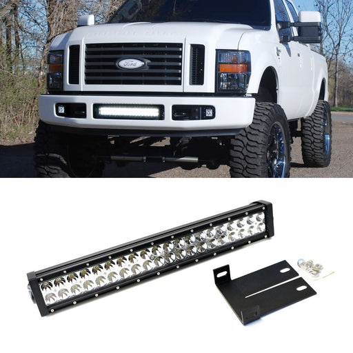 120W 20" LED Light Bar w/ Bumper Mount Bracket/Wirings For 08-10 Ford F250 F350