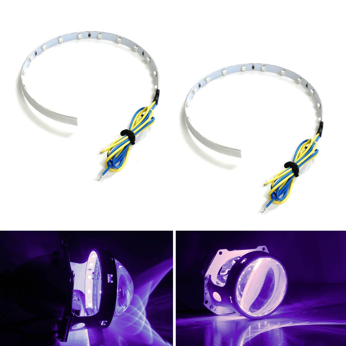 Purple 15SMD High Power LED Demon Eye Halo Ring Kit For Headlight Pro