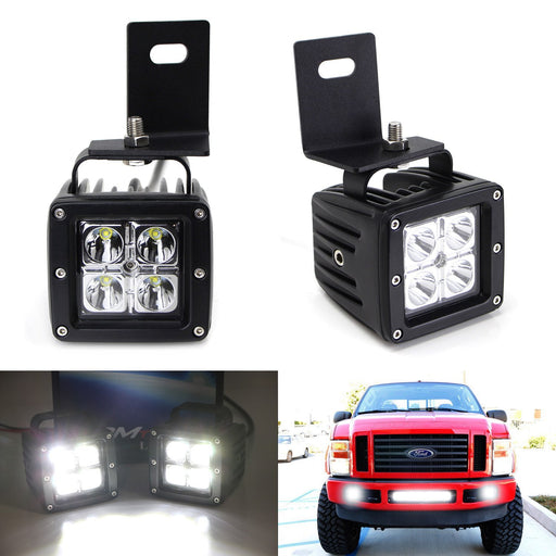 40W LED Pods w/ Foglight Bracket/Wirings For 08-10 Ford F250 F350 F450 SuperDuty