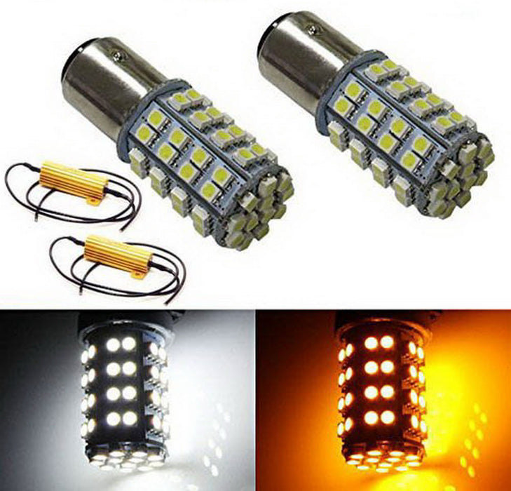 60-SMD 1157 Switchback LED Bulbs with 50W Load Resistors