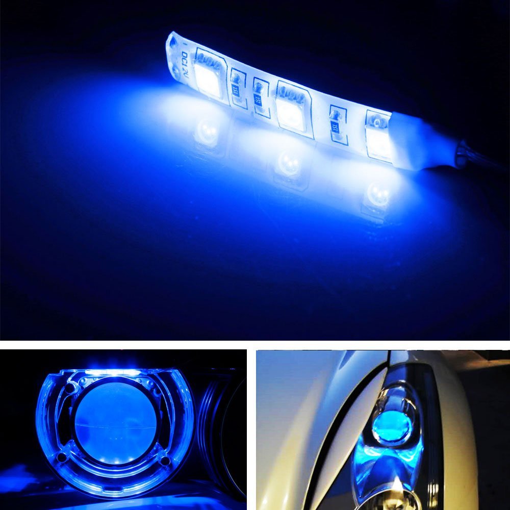 V2. Blue Demon Eyes Led Modules For Car Bike Headlights Projector Retr 