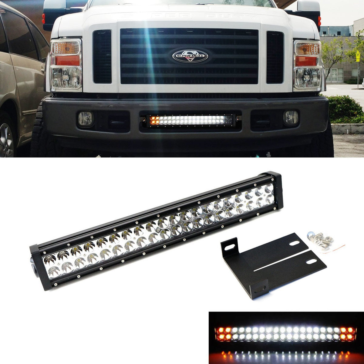 Strobe Function Lower Grill LED Ligth Bar w/ Bracket Wire For 0810 Fo