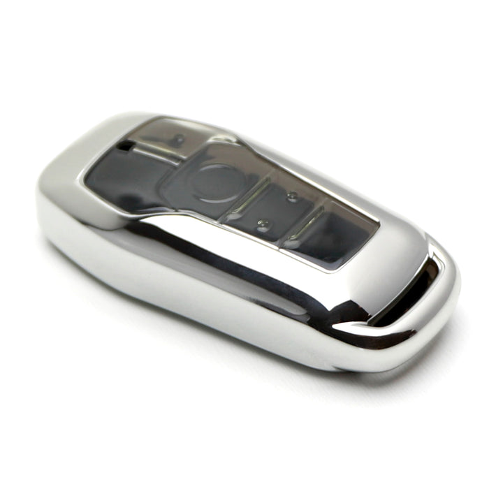 IJDMTOY Funda Protectora Para Llavero De TPU Azul Con Acabado Cromado Compatible Con Ford O Lincoln 4/5 Botones Llave De Acceso Inteligente Sin Llave