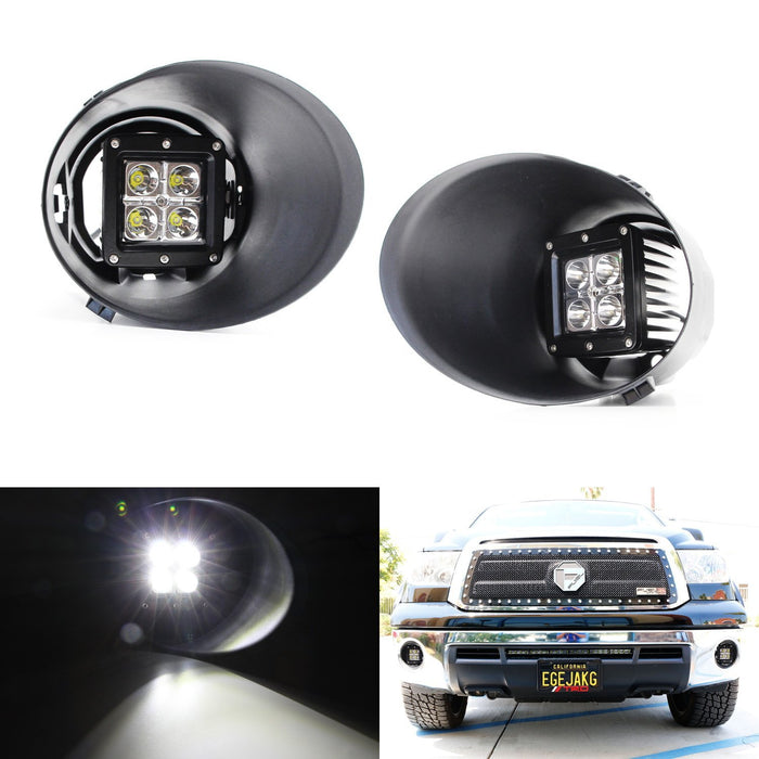 FS 40W CREE LED Pods w/ Foglights Location Bezel Covers, Wiring For 07-13 Tundra