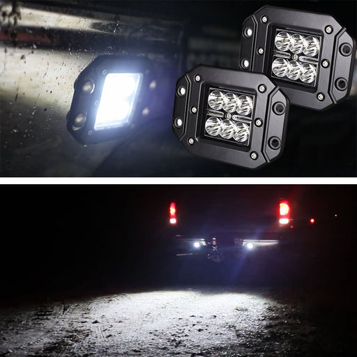 (2) Flush Mount 24W CREE LED Cubic Pod Lights For Truck Jeep Off-Road ATV