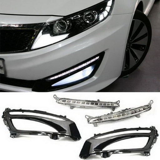Direct Fit Glossy Black Bezel 12-LED Daytime Running Lights For Kia Optima
