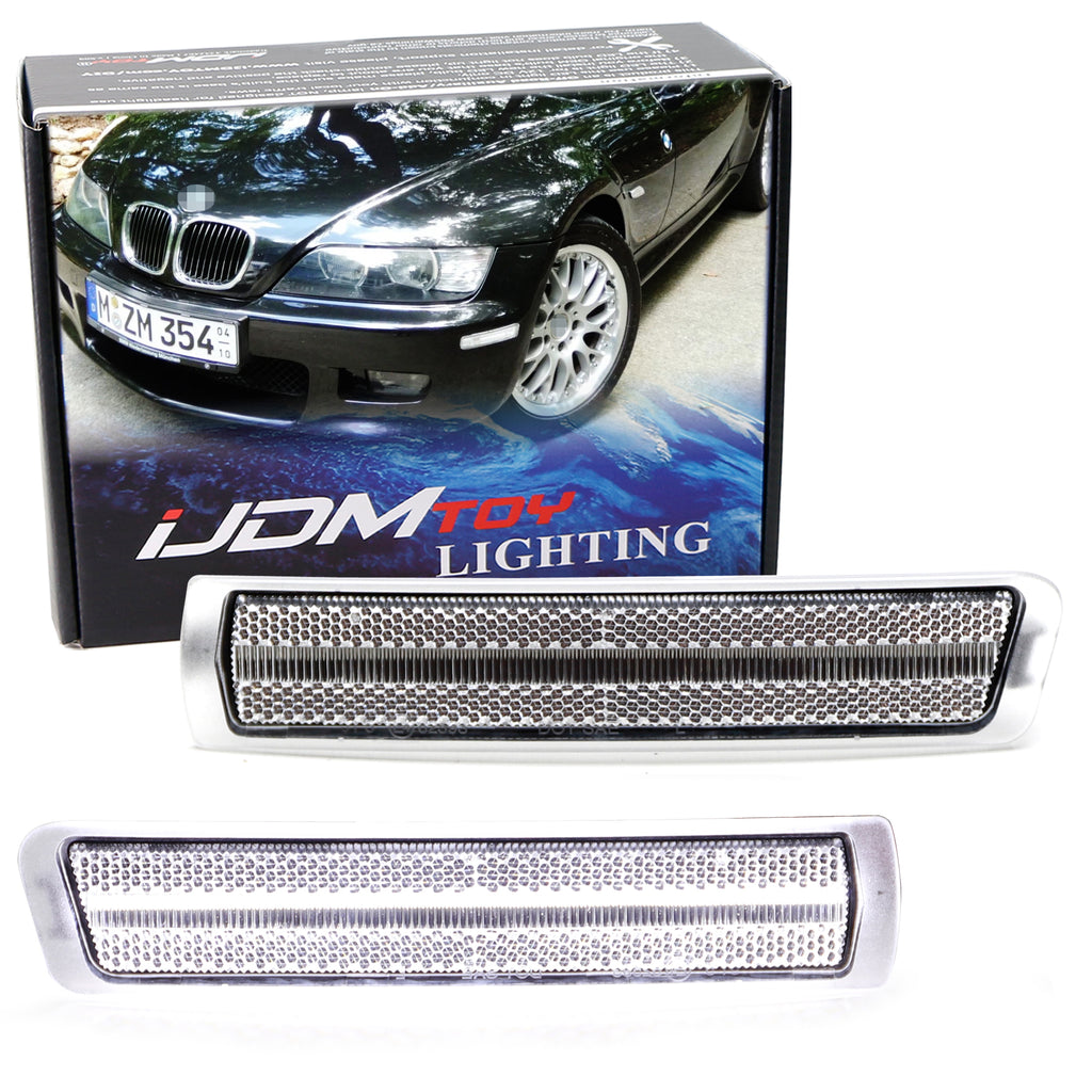 Euro Clear Lens Front Bumper White Full LED Strip Side Markers For