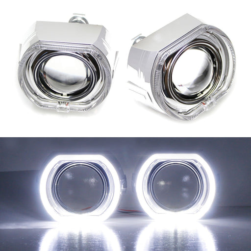 3.0" H1 Bi-Xenon Projector Lens DTM Square LED Halo Ring Shrouds For Headlights