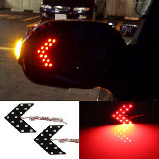 (2) Red 14-SMD LED Arrow Lights for Car Side Mirror Turn Signal Blinker Retrofit