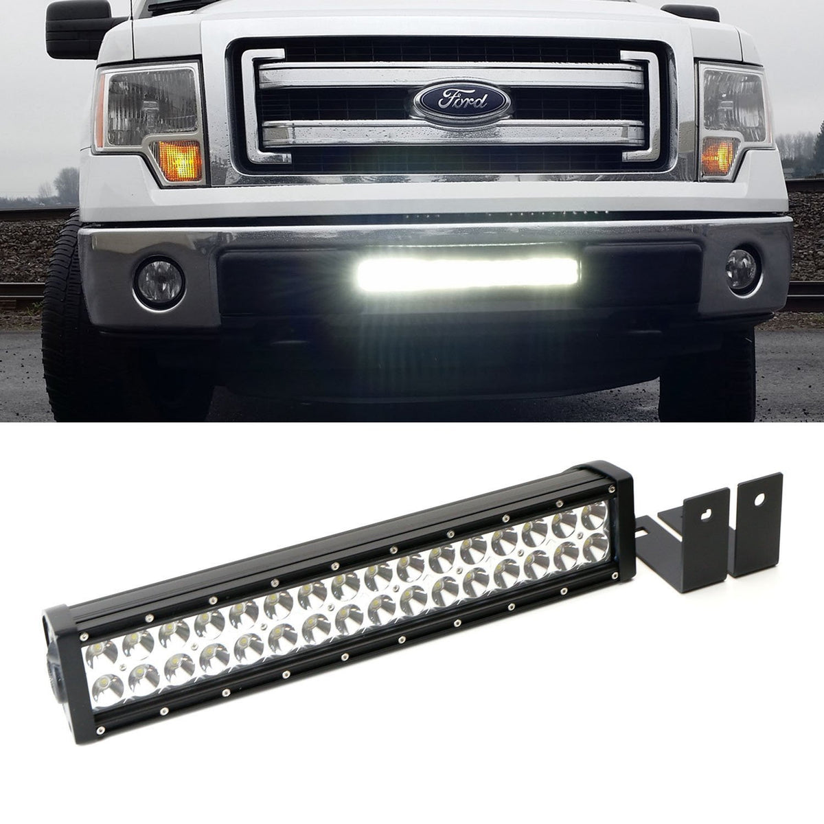 96W LED Light Bar w/ Lower Bumper Mounting Bracket, Wirings