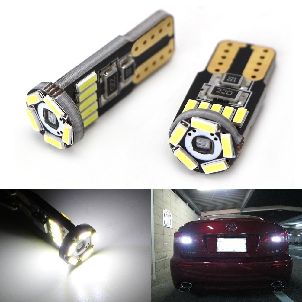 (2) White 15-SMT T10 LED Bulbs For Car Reverse Backup Lights, 912 920 ...